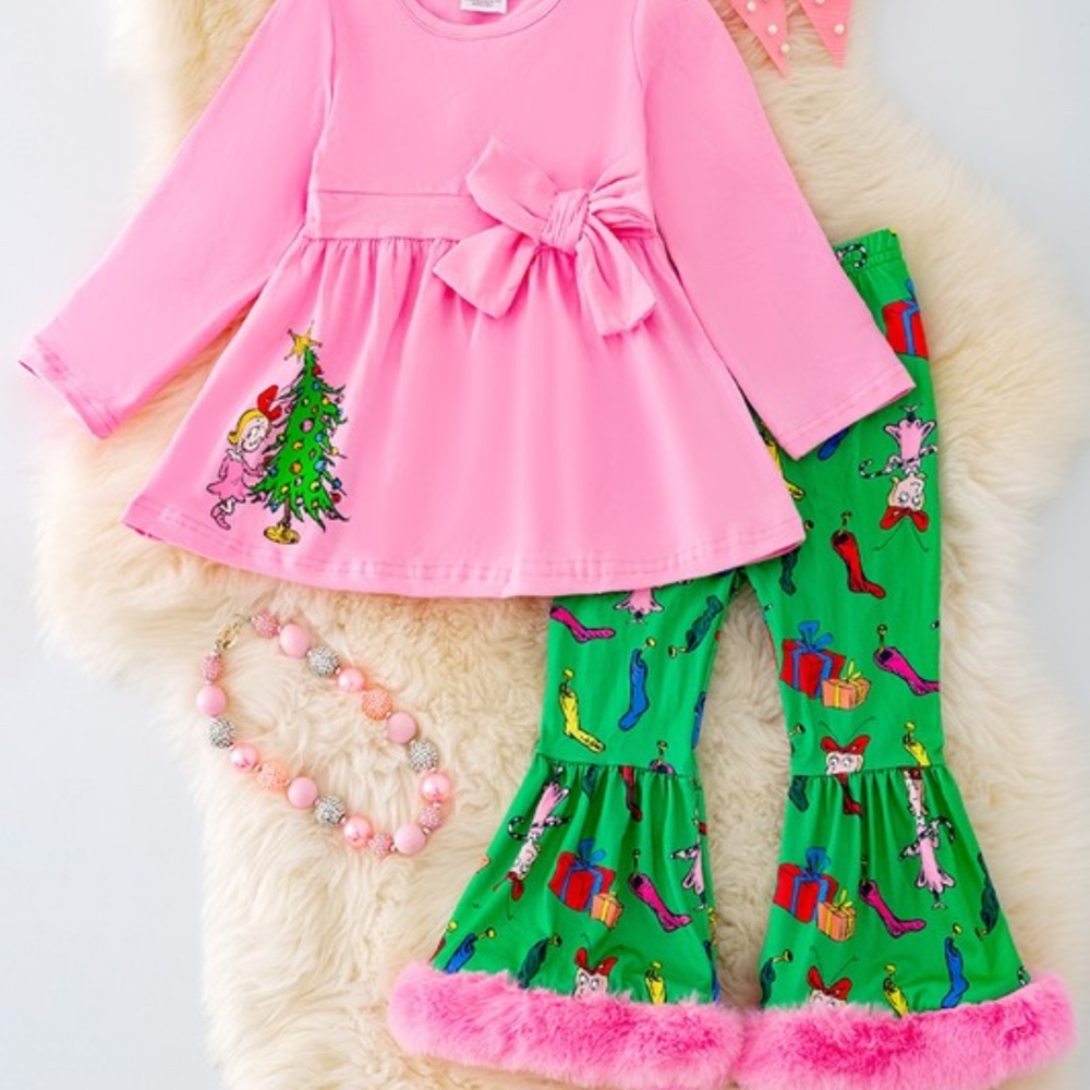 Girls Cindy Lou Christmas Outfit Set